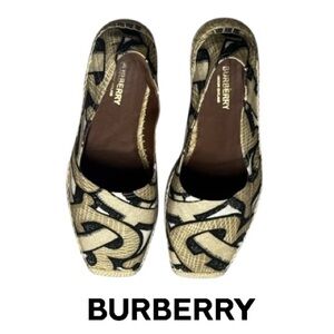 Burberry Beige and Black Patterned Flats
